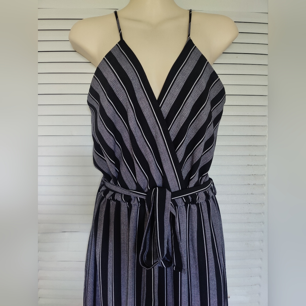 Black and white striped jumpsuit size large women